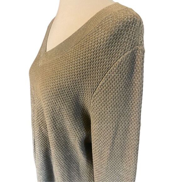 Croft & Barrow Gold Shimmering  V-Neck Long Sleeve Sweater Size Large-EUC - Picture 8 of 10